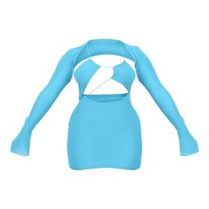 PLT Stylish Aqua Blue Cutout Dress